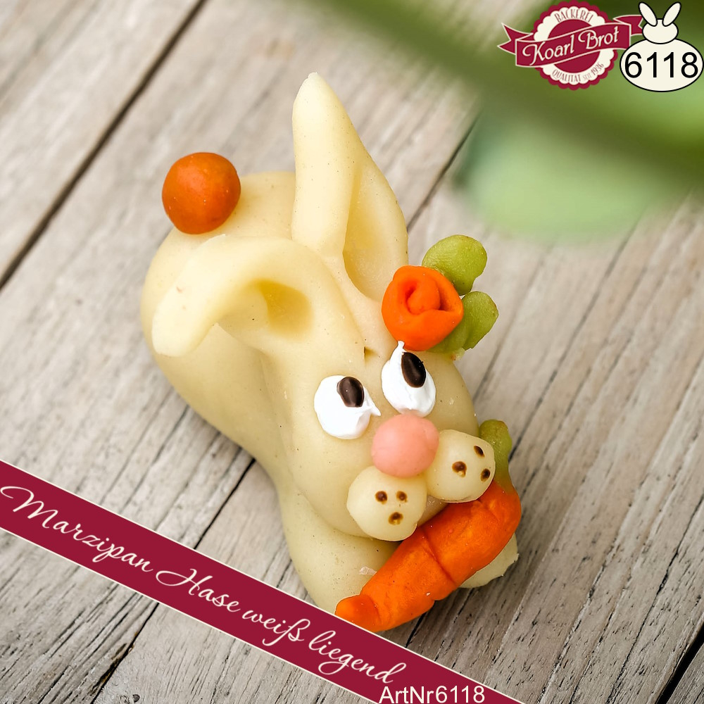 Marzipan Hase weiß liegend